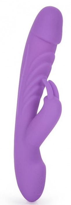Фиолетовый вибромассажер-кролик с 10 режимами вибрации - 24 см. - A-LOVING