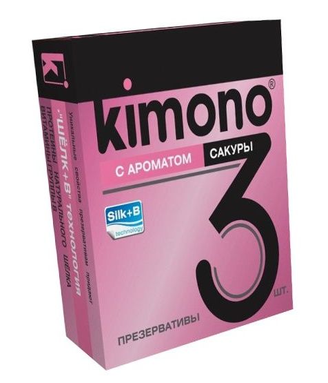 Презервативы KIMONO с ароматом сакуры - 3 шт. - Kimono - купить с доставкой в Екатеринбурге