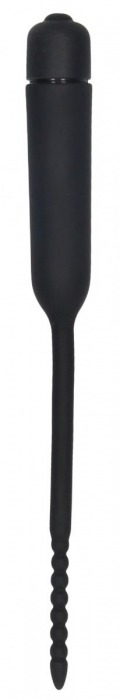Черный стимулятор уретры с вибрацией Silicone Vibrating Bullet Plug With Beaded Tip - Shots Media BV - купить с доставкой в Екатеринбурге
