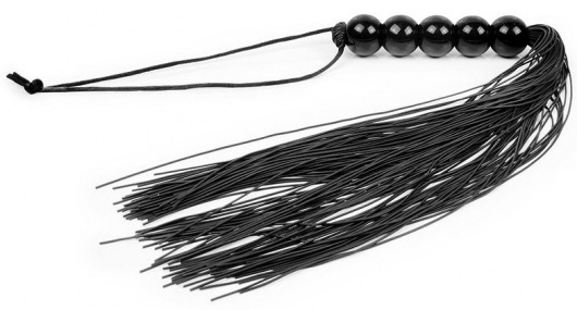Черная многохвостая плеть с рукоятью-шариками - 35 см. - Bior toys - купить с доставкой в Екатеринбурге