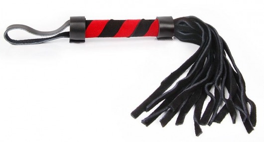 Черно-красная многохвостая плеть с петлей - 27 см. - Bior toys - купить с доставкой в Екатеринбурге