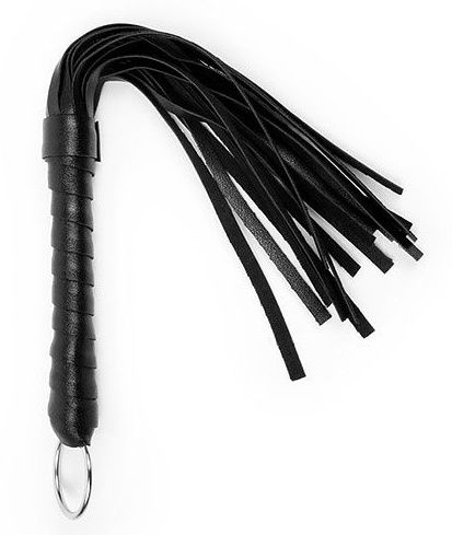 Черная плеть с рукоятью в оплетке - 28 см. - Bior toys - купить с доставкой в Екатеринбурге