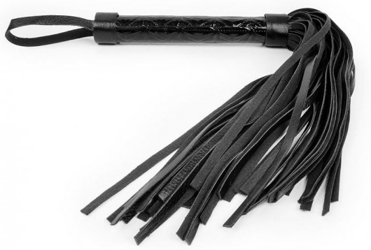 Черная многохвостовая плеть с круглой гладкой ручкой - 38 см. - Notabu - купить с доставкой в Екатеринбурге