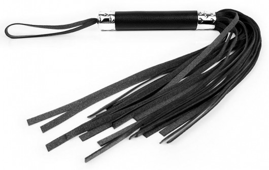 Черная многохвостая плеть с круглой ручкой - 44 см. - Notabu - купить с доставкой в Екатеринбурге