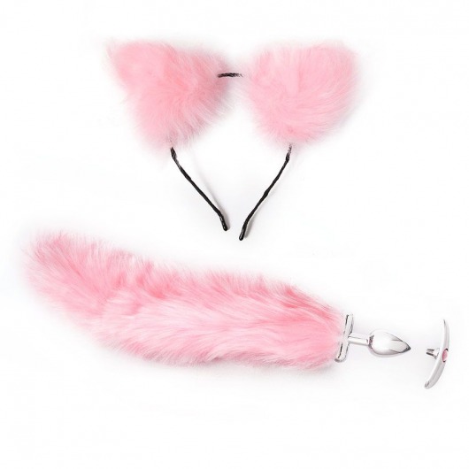 Розовый игровой набор: ободок с ушками и анальная пробка с хвостиком - Bior toys - купить с доставкой в Екатеринбурге