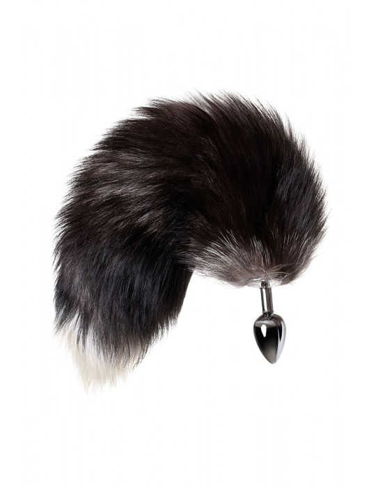 Серебристая металлическая анальная втулка с хвостом чернобурой лисы - размер S - ToyFa - купить с доставкой в Екатеринбурге