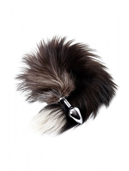 Серебристая металлическая анальная втулка с хвостом чернобурой лисы - размер S - ToyFa - купить с доставкой в Екатеринбурге