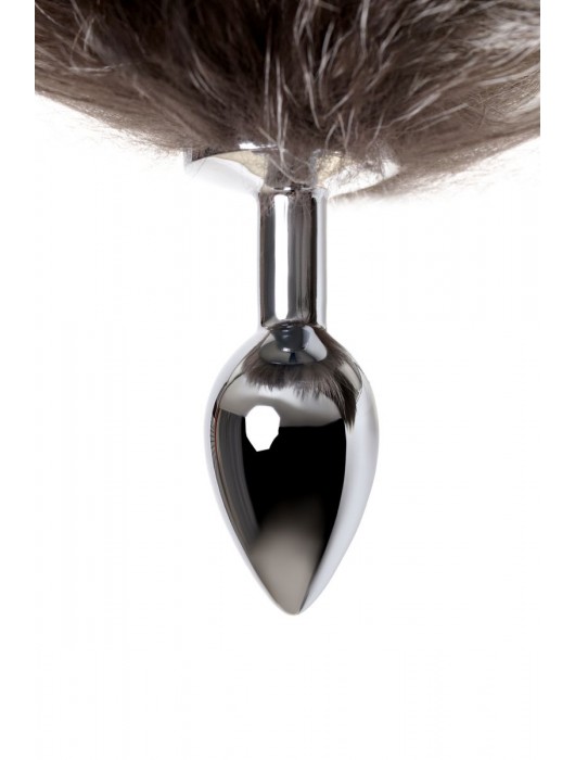 Серебристая металлическая анальная втулка с хвостом чернобурой лисы - размер S - ToyFa - купить с доставкой в Екатеринбурге