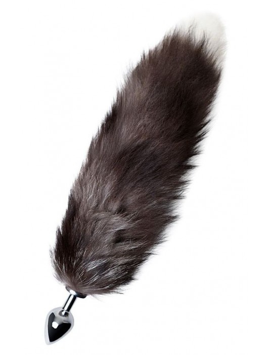 Серебристая металлическая анальная втулка с хвостом чернобурой лисы - размер S - ToyFa - купить с доставкой в Екатеринбурге