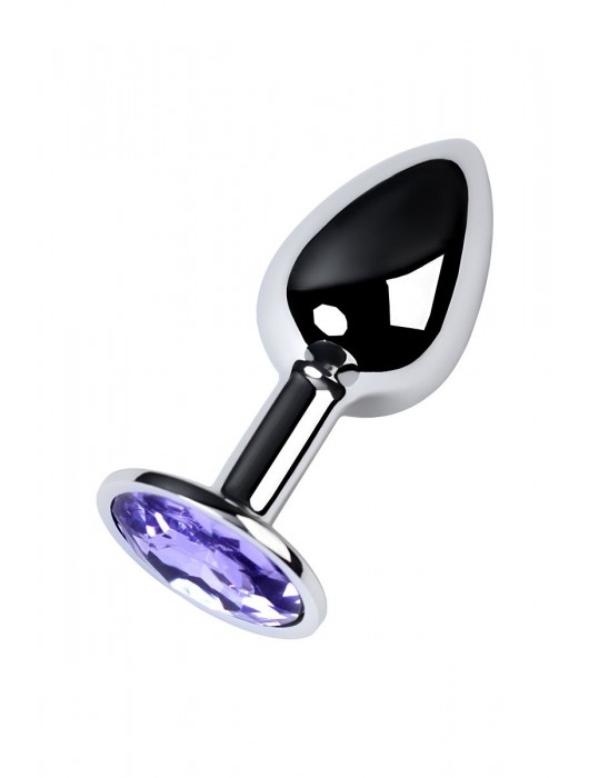 Серебристая конусовидная анальная пробка с фиолетовым кристаллом - 7 см. - ToyFa - купить с доставкой в Екатеринбурге