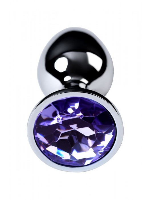 Серебристая конусовидная анальная пробка с фиолетовым кристаллом - 7 см. - ToyFa - купить с доставкой в Екатеринбурге