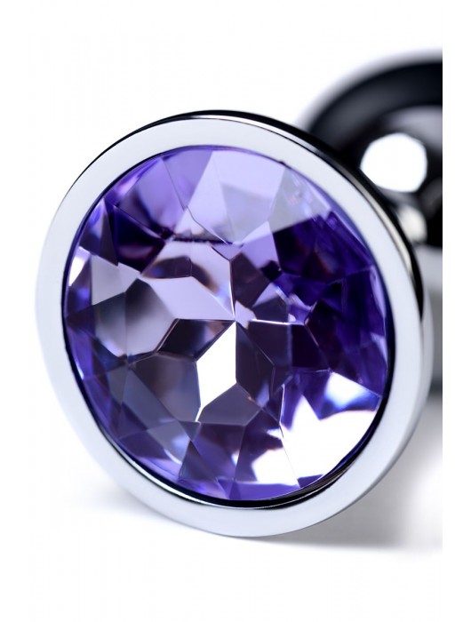 Серебристая конусовидная анальная пробка с фиолетовым кристаллом - 7 см. - ToyFa - купить с доставкой в Екатеринбурге