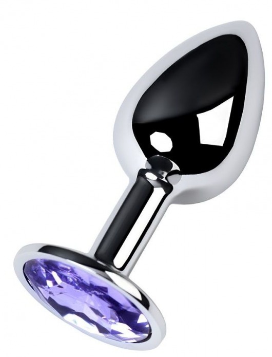 Серебристая конусовидная анальная пробка с фиолетовым кристаллом - 7 см. - ToyFa - купить с доставкой в Екатеринбурге