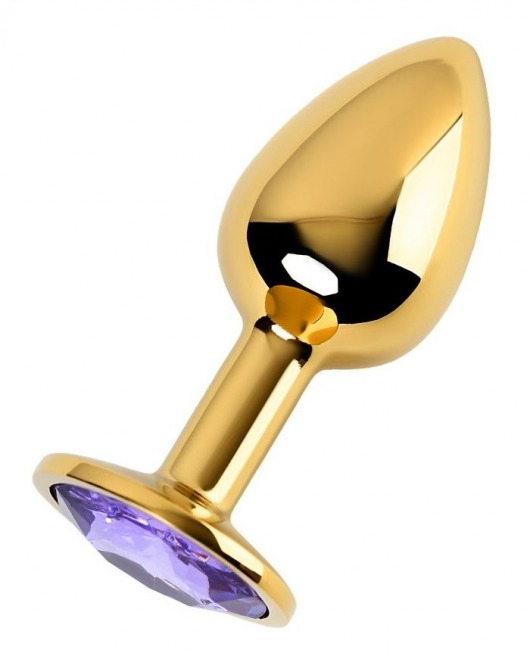 Золотистая коническая анальная пробка с фиолетовым кристаллом - 7 см. - ToyFa - купить с доставкой в Екатеринбурге