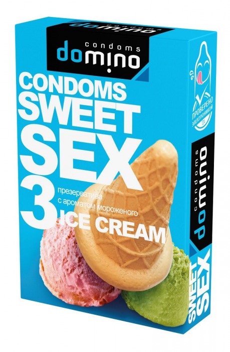 Презервативы для орального секса DOMINO Sweet Sex с ароматом мороженого - 3 шт. - Domino - купить с доставкой в Екатеринбурге