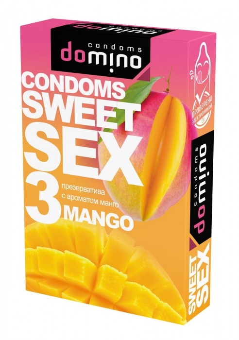 Презервативы для орального секса DOMINO Sweet Sex с ароматом манго - 3 шт. - Domino - купить с доставкой в Екатеринбурге