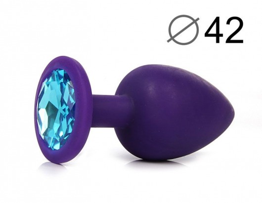 Фиолетовая анальная пробка с голубым кристаллом - 9,5 см. - Bior toys - купить с доставкой в Екатеринбурге