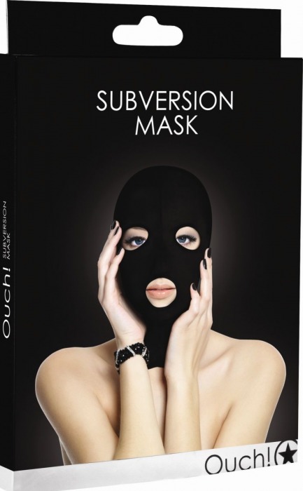 Черная маска Subversion Mask с прорезями для глаз и рта - Shots Media BV - купить с доставкой в Екатеринбурге
