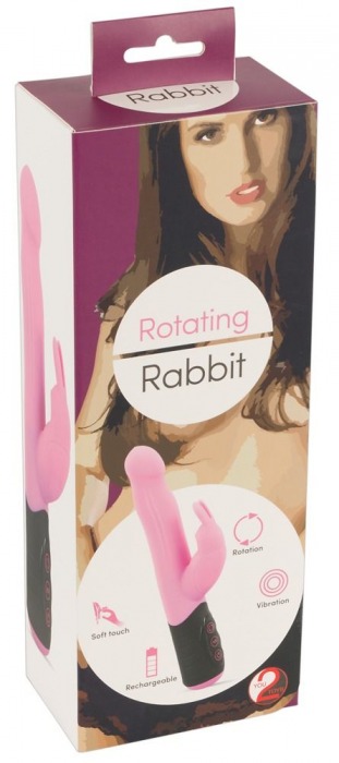 Розовый вибратор-кролик с ротацией Rotating Rabbit - 21,7 см. - Orion