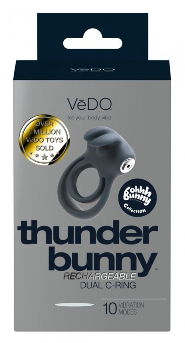 Черное эрекционное кольцо VeDO Thunder Bunny - VeDO - в Екатеринбурге купить с доставкой
