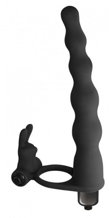 Черная вибронасадка для двойного проникновения Jungle Bunny - 17 см. - Lola Games - купить с доставкой в Екатеринбурге