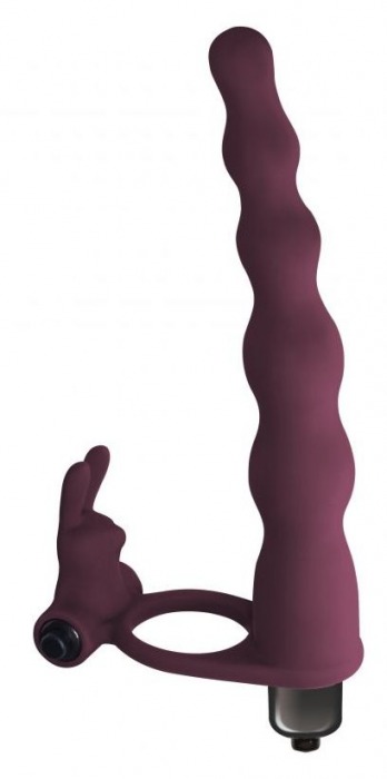 Бордовая вибронасадка для двойного проникновения Jungle Bunny - 17 см. - Lola Games - купить с доставкой в Екатеринбурге