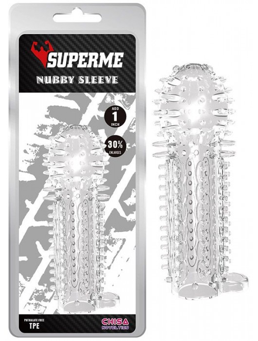 Закрытая прозрачная насадка на пенис с шипиками Nubby Sleeve - 14,5 см. - Chisa - в Екатеринбурге купить с доставкой