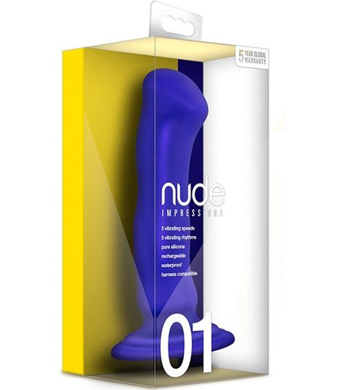 Синий перезаряжаемый вибратор Nude Impressions 01 - 15 см. - Blush Novelties