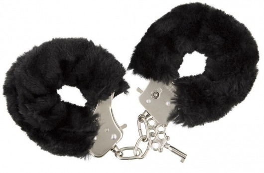 Металлические наручники с черной меховой опушкой и ключиками - Vandersex - купить с доставкой в Екатеринбурге