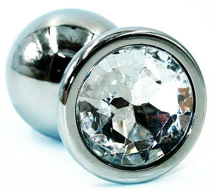 Серебристая коническая анальная втулка с прозрачным кристаллом - 8 см. - Kanikule - купить с доставкой в Екатеринбурге
