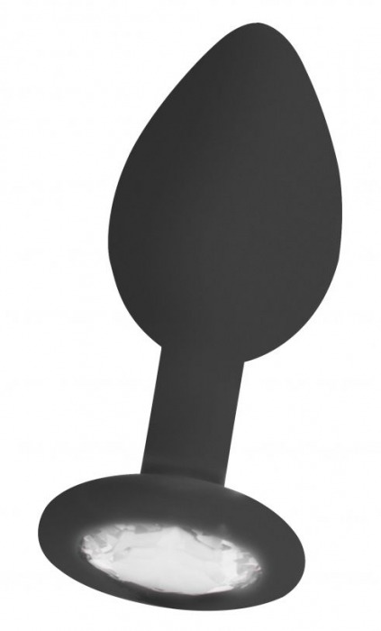 Черная анальная пробка с прозрачным кристаллом Diamond Butt Plug - 8 см. - Shots Media BV - купить с доставкой в Екатеринбурге