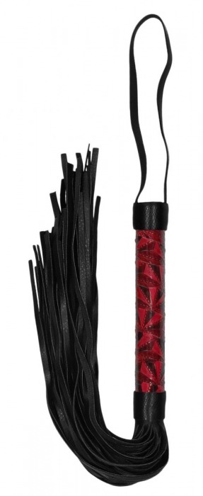 Красно-черная многохвостовая гладкая плеть Luxury Whip - 38,5 см. - Shots Media BV - купить с доставкой в Екатеринбурге