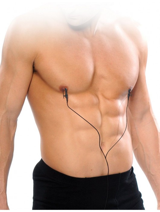 Черные электрические зажимы для сосков Shock Therapy Nipple Clamps - Pipedream - купить с доставкой в Екатеринбурге