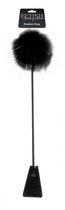 Черный стек Feather Crop с пуховкой на конце - 53,3 см. - Pipedream - купить с доставкой в Екатеринбурге