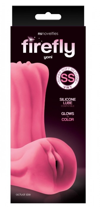 Розовый, светящийся в темноте мастурбатор-вагина из мягкого силикона Yoni - NS Novelties - в Екатеринбурге купить с доставкой