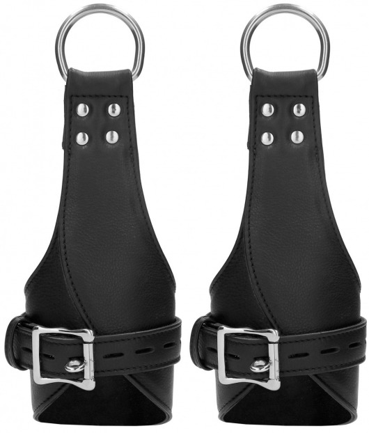 Черные наручники для подвешивания Suspension Wrist Bondage Handcuffs - Shots Media BV - купить с доставкой в Екатеринбурге