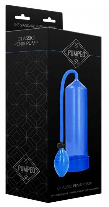 Синяя ручная вакуумная помпа для мужчин Classic Penis Pump - Shots Media BV - в Екатеринбурге купить с доставкой