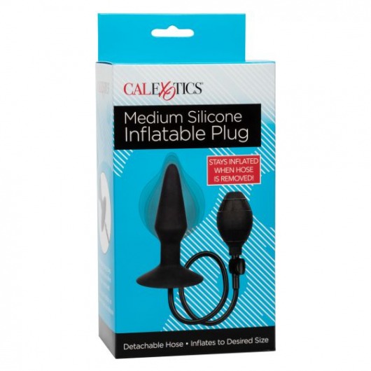 Расширяющаяся анальная пробка со съемным шлангом Medium Silicone Inflatable Plug - 10,75 см. - California Exotic Novelties