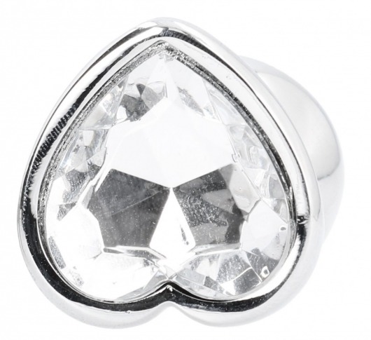 Серебристая анальная пробка Love Heart Diamond Plug с прозрачным кристаллом - 9,4 см. - Shots Media BV - купить с доставкой в Екатеринбурге