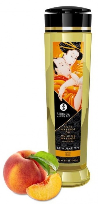 Массажное масло для тела с ароматом персика Stimulation - 240 мл. - Shunga - купить с доставкой в Екатеринбурге