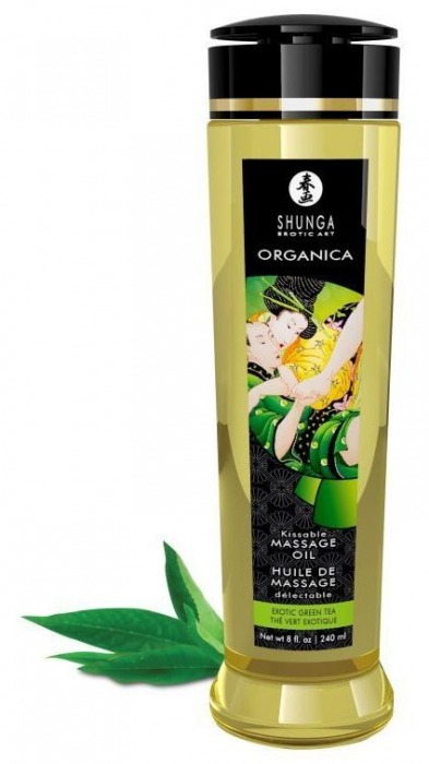 Массажное масло Organica с ароматом зеленого чая - 240 мл. - Shunga - купить с доставкой в Екатеринбурге