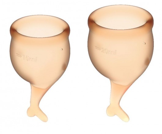 Набор оранжевых менструальных чаш Feel secure Menstrual Cup - Satisfyer - купить с доставкой в Екатеринбурге