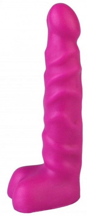 Фиолетовый анальный стимулятор с мошонкой - 14 см. - Джага-Джага