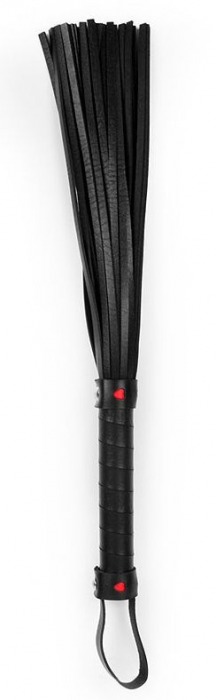 Черная многохвостая гладкая плеть с ручкой - 40 см. - Bior toys - купить с доставкой в Екатеринбурге
