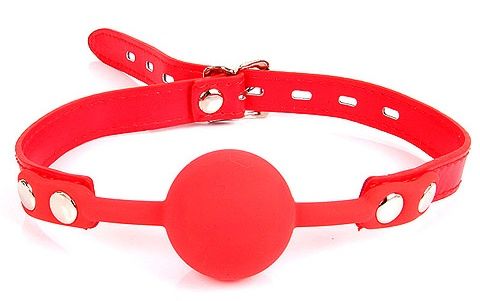 Красный силиконовый кляп-шарик на регулируемом ремешке - Notabu - купить с доставкой в Екатеринбурге