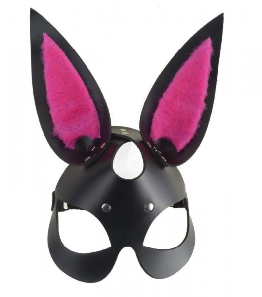 Черная маска  Зайка  с розовыми меховыми вставками - Sitabella - купить с доставкой в Екатеринбурге
