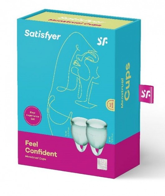 Набор темно-зеленых менструальных чаш Feel confident Menstrual Cup - Satisfyer - купить с доставкой в Екатеринбурге