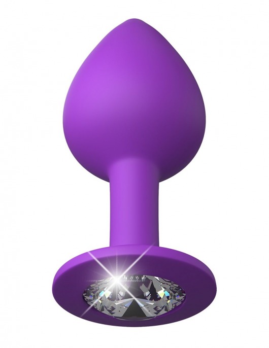 Фиолетовая анальная пробка со стразом Her Little Gem Medium Plug - 8,3 см. - Pipedream - купить с доставкой в Екатеринбурге