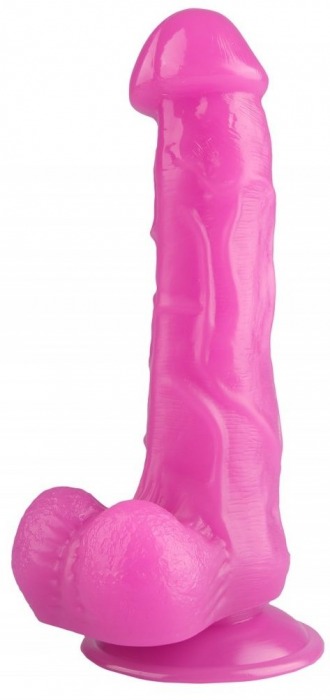 Розовый реалистичный фаллоимитатор на присоске - 24 см. - Rubber Tech Ltd