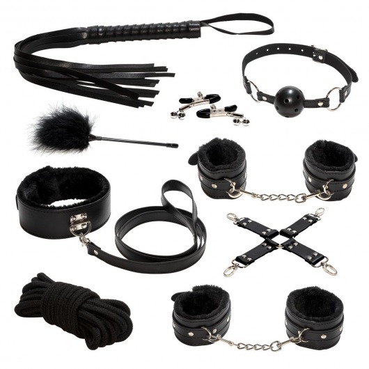 Эротический набор БДСМ из 9 предметов в черном цвете - Rubber Tech Ltd - купить с доставкой в Екатеринбурге